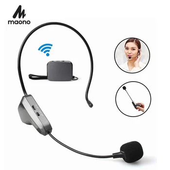 

MAONO Wireless Headset Microphone 2.4G Bluetooth Microphone Hands Free Lightweight Mic for YouTube Recording Speech Teaching