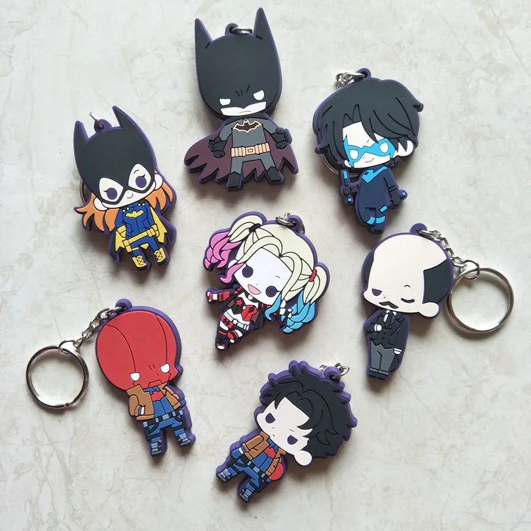 

5 to 8CM Batman Quinn Cartoon Anime Key Chain PVC Figure Keyring Toy Keychain Keyholder Birthday Gift NEW Trinkets