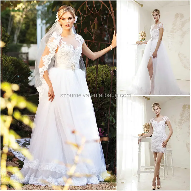 Oumeiya Onw684 Elegant Short Sleeve Two Piece Detachable Wedding Oumeiya Onw684 Elegant Short Sleeve Two Piece Detachable Wedding Dress Removable Skirt In Dresses From Weddings Events On Aliexpress Alibaba