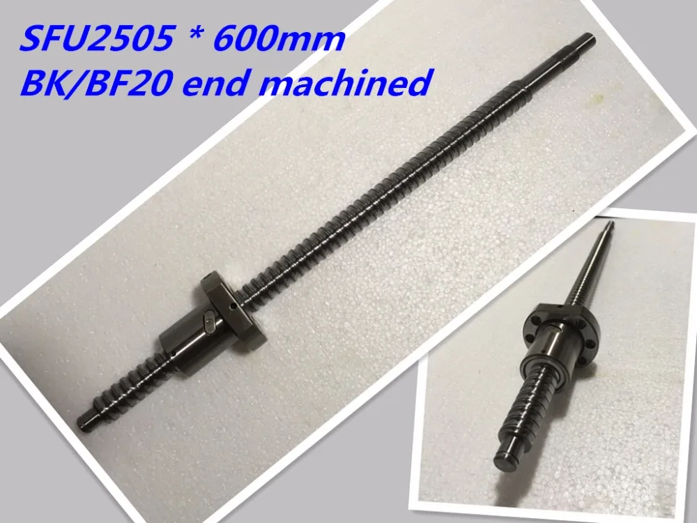 1pc 25mm Ball Screw Rolled C7 ballscrew 2505 SFU2505 600mm BK20 BF20 end processing 1pc SFU2505