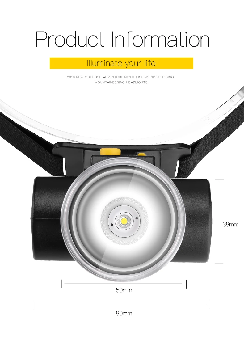YAGE, 3 режима, водонепроницаемый, 2 Вт, налобный фонарь, 1800 мА/ч, 18650, аккумулятор, головной светильник, светодиодный, вспышка, светильник на открытом воздухе, фонарь с повязкой на голову