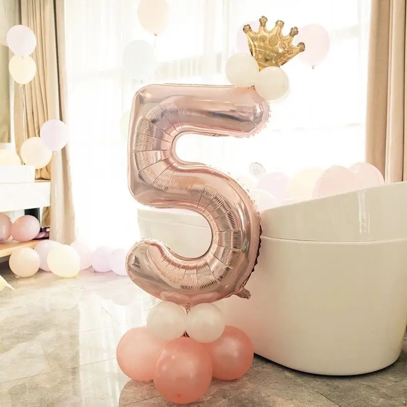 1 год, день рождения, Декор, фольга, номер, шар, цифры, баллон из гелий, Декор, 1 день рождения, вечеринка, декор для детей, взрослых девочек, балон - Цвет: 5