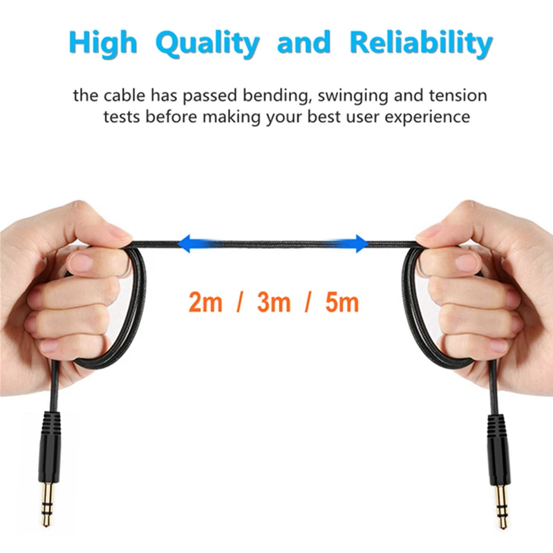 

3.5mm Jack AUX Audio Stereo Headphone Extension Cables 2/3/5m Male To Male Extension Cable Cord for IPhone Earphone Car Speaker