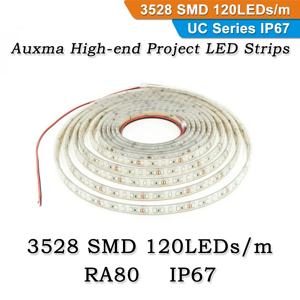 3528 CRI80 120 светодиодов/м IP67 DC12V/24 В 600 светодиодов/катушка 5 метров/катушка