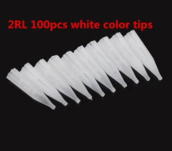 

100pcs 2RL White round Sterilized plastic disposable eyebrow lip caps tattoo Permanent Makeup needle Tips