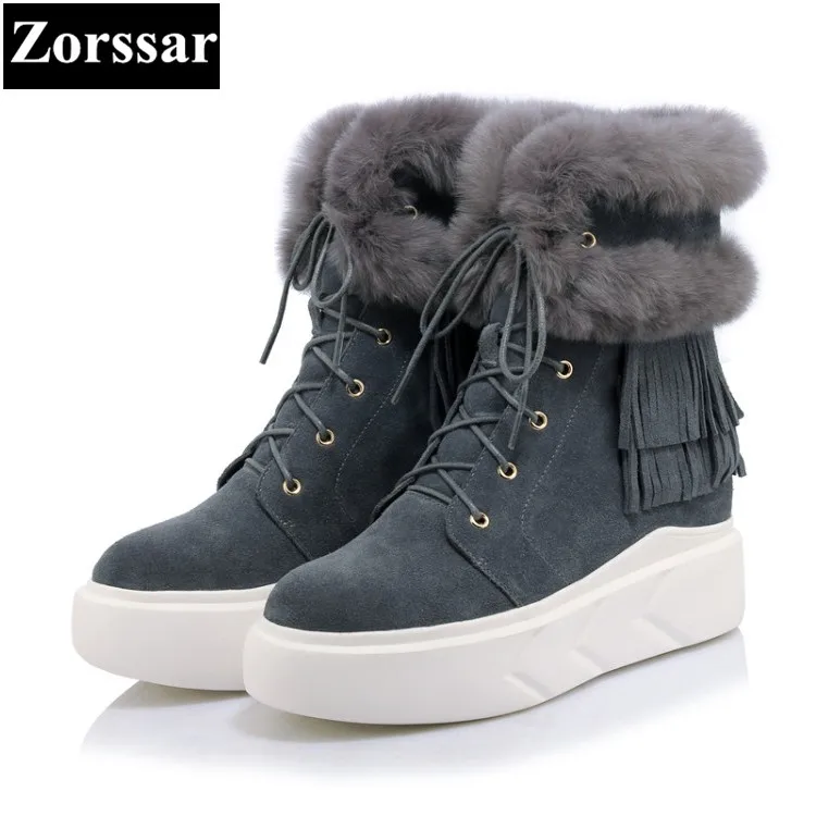 {Zorssar} 2017 NEW Classic winter Plush Women Boots cow Suede Ankle Snow Boots Female Warm Fur women shoes platform leather {Zorssar} 2017 NEW Classic winter Plush Women Boots cow Suede Ankle Snow Boots Female Warm Fur women shoes platform leather