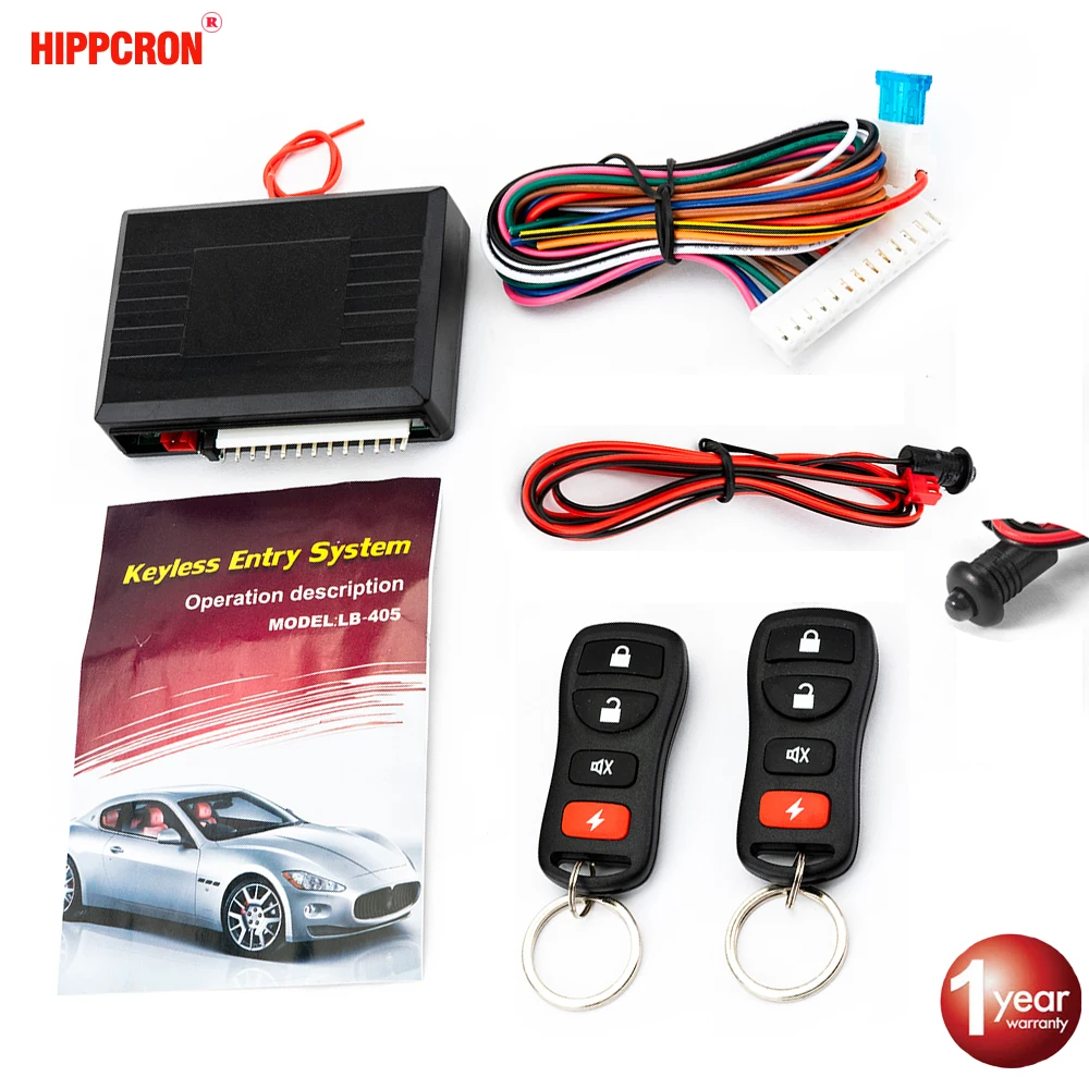 Central Kit Door Locking Vehicle Keyless Entry System W/ 2Pcs Remote Controllers 