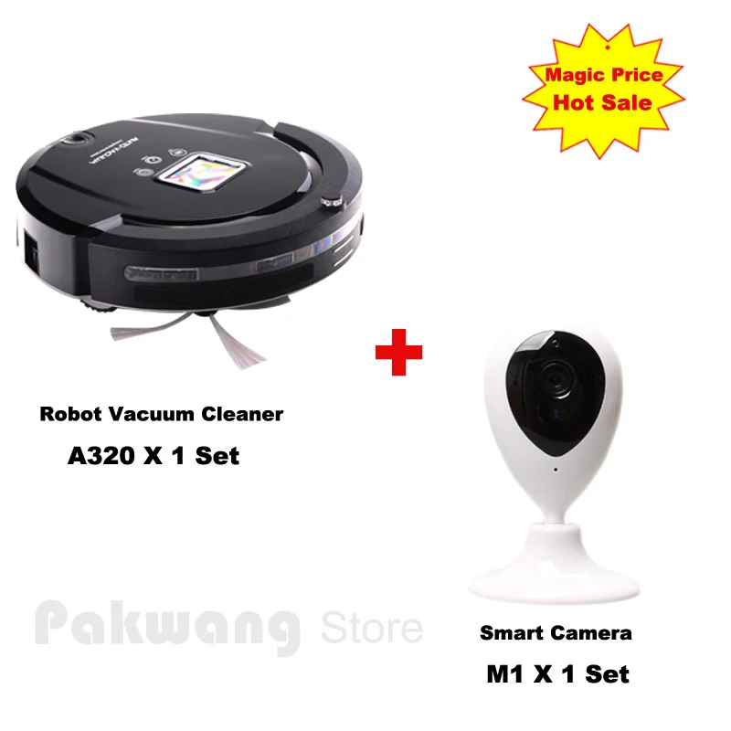 

2017 New Auto Recharge Robot Vacuum Cleaner for Home And WIFI Smart Camera Baby Pet Monitor your home on your phone