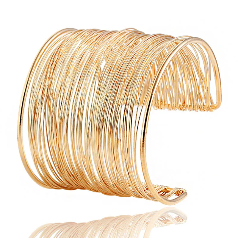 

New Fashion gold punk Party Hip hop Cuff exaggeration Wide Jewelry Metal bracelet & bangles for women Bijoux Free delivery