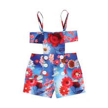 Модный комбинезон с цветочным рисунком для маленьких девочек, комбинезон на бретелях, одежда, летняя классная одежда