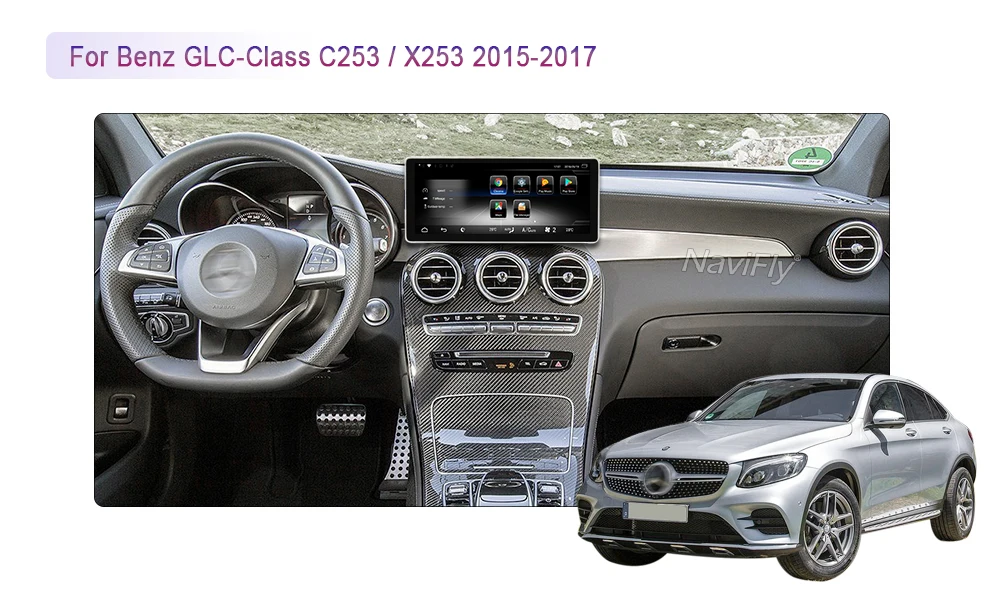 Best NaviFly 10.25 inch 3+32 Android 7.1 Car GPS navigation multimedia player for Mercedes Benz GLC Class X253 C253 2015-2017 4G LTE 3