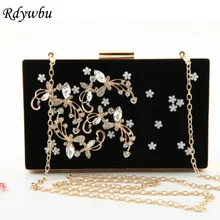 Rdywbu женские вельветовые сумки ручной работы с бриллиантами аппликации цветы полые расшитые блестками Цветы Свадебные платья на цепочке вечерние сумки H82