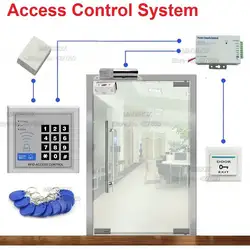 ID/EM Система контроля доступа для бескаркасных Стекло дверь card reader и клавиатуры Электрический домофоны + Питание + дверной звонок +