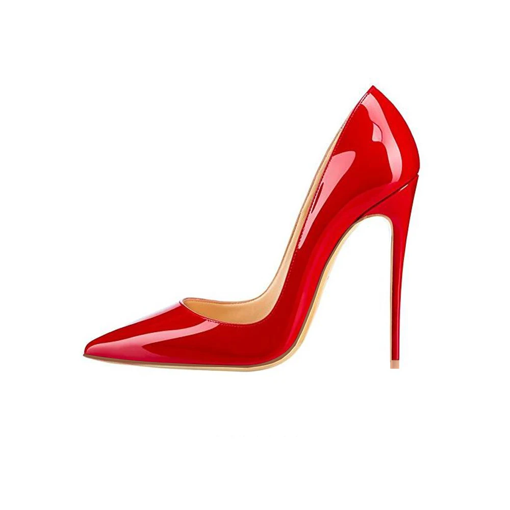 Red 12cm Женские туфли-лодочки на высоком каблуке 12 см; женские туфли на шпильке; женские пикантные Туфли на каблуке для выпускного; свадебные туфли; цвет черный, серебристый; большие размеры 6-12 - Цвет: Red 12cm