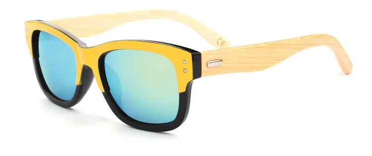 Бамбуковые солнцезащитные очки для мужчин и женщин солнцезащитные очки в деревянной оправе Gafas De Sol 1594 - Цвет линз: yellow frame