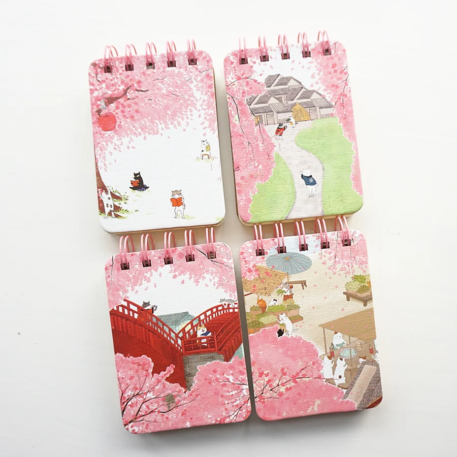 

Sakura Cat Pocket" Cute Mini Diary Small Notebook Hand Memo Freenote Study Journal Coil Spiral