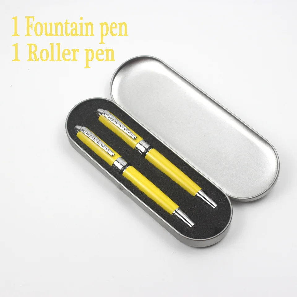 Роскошные jinhao желтые металлические авторучки и шариковая ручка с серебряной клипсой синие и черные чернила для офиса Бизнес шариковая ручка