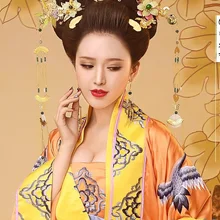 GuoSeTianXiang великолепный Тан принцесса костюм императрицы с нежной вышивкой желтый костюм Hanfu с поездом для фотографии