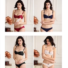 Бюстгальтер с сеточкой наборы BH женские сексуальные кружевные бюстгальтеры тонкие прозрачные без подкладки с глубоким вырезом плюс размер Нижнее белье Трусики A B C D 70 75 80 85 90 95