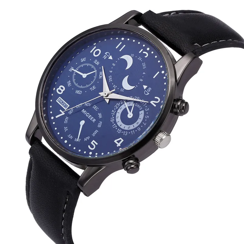 Creative Luxury Fashion  Watch Men Retro Design Leather Band Sport Analog Alloy Quartz Wrist Watch Clock relojes hombre 3M28#N (3)