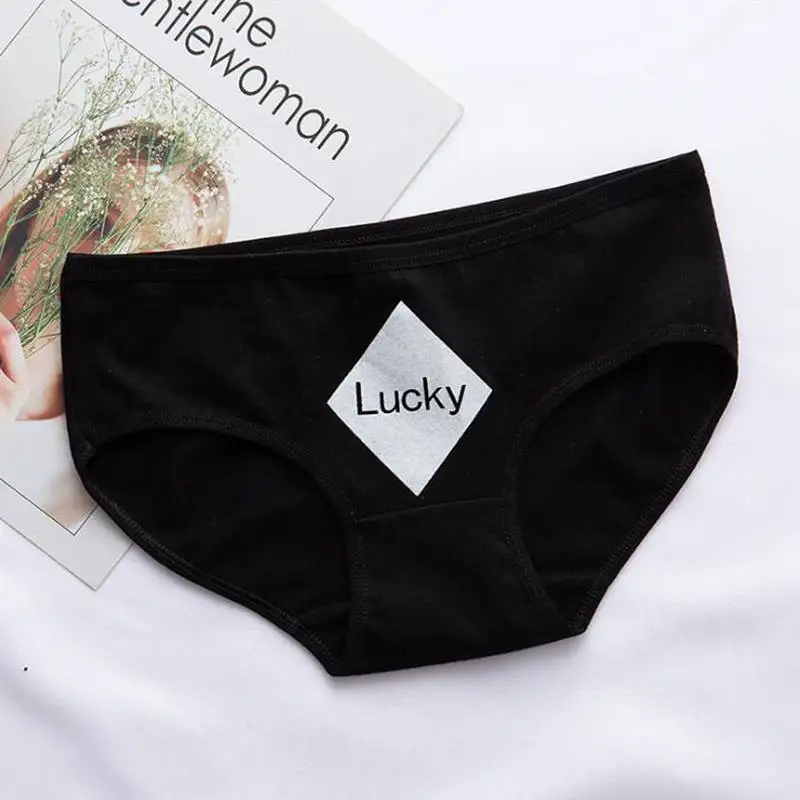 2019 Heart Panties for Women Cotton Letters Print Underwear Ladies Sexy Lingerie Girls Briefs Female Underpants Cartoon Panties