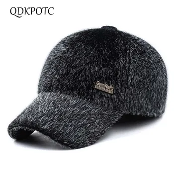 

QDKPOTC 2018 New Fashion Baseball Caps Warm Faux Fur Ear Protection Winter Female Unisex Winter Hat Mens Hats