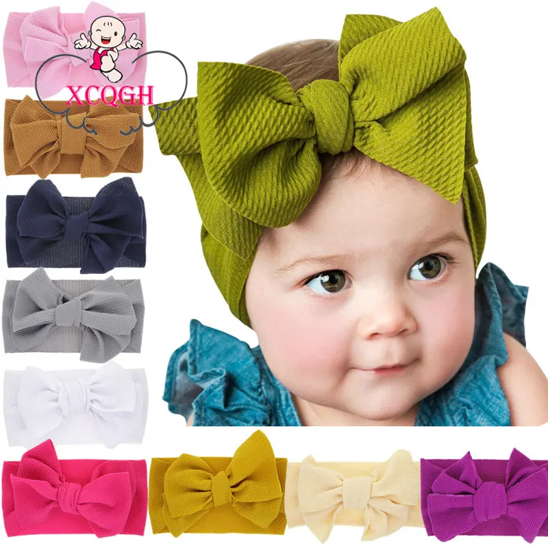 

XCQGH Popular baby elastic headband Newborn solid color bow knot rope Baby rabbit ears widened headband