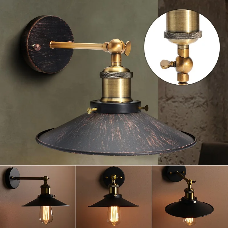 E27 ретро классический металлический подвесной светильник, подвесной абажур, винтажный антикварный настенный светильник, бра, деревенский держатель лампы