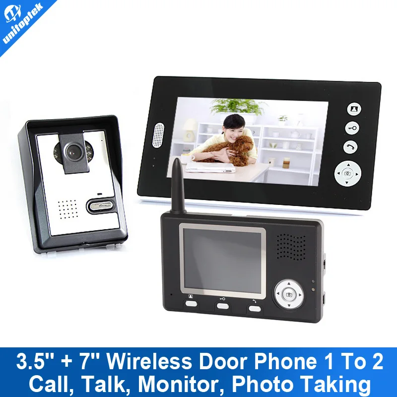 

2.4Ghz wireless 7inch TFT LCD+3.5inch TFT LCD Video Door Phone 2.4Ghz wireless outdoor camera Intercom Doorbell system