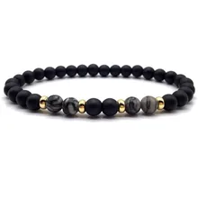 Nueva pulsera de moda 2019, pulsera Simple de 6mm con cuentas de piedra, pulsera clásica con dijes para hombres y mujeres, regalo de joyería(China)