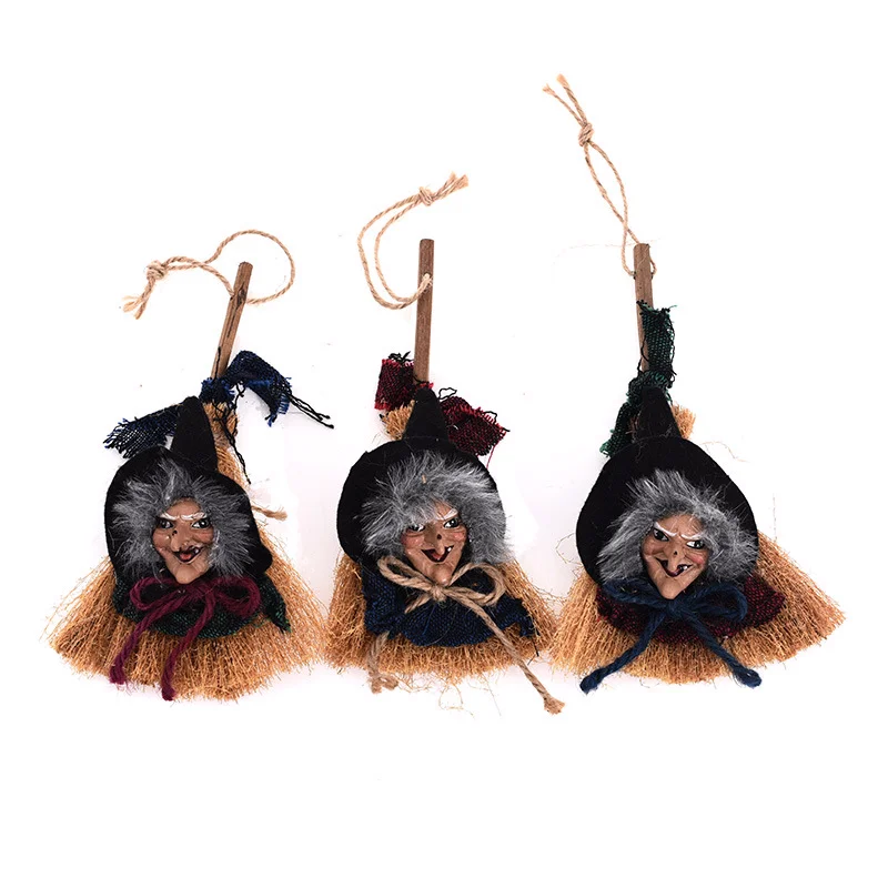 

Halloween Props Scary Ghost Dolls Witch Broom Toys Linen Props Halloween Pendant Ghost Party Decoration Horror Toys