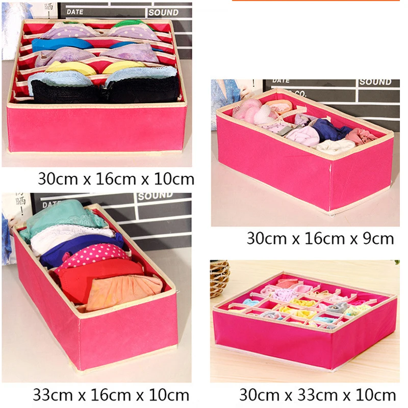 4pcs Multi-size Bra Underwear Organizer Foldable Home Storage Box Non-woven Wardrobe Drawer Closet Organizer For Scarfs Socks