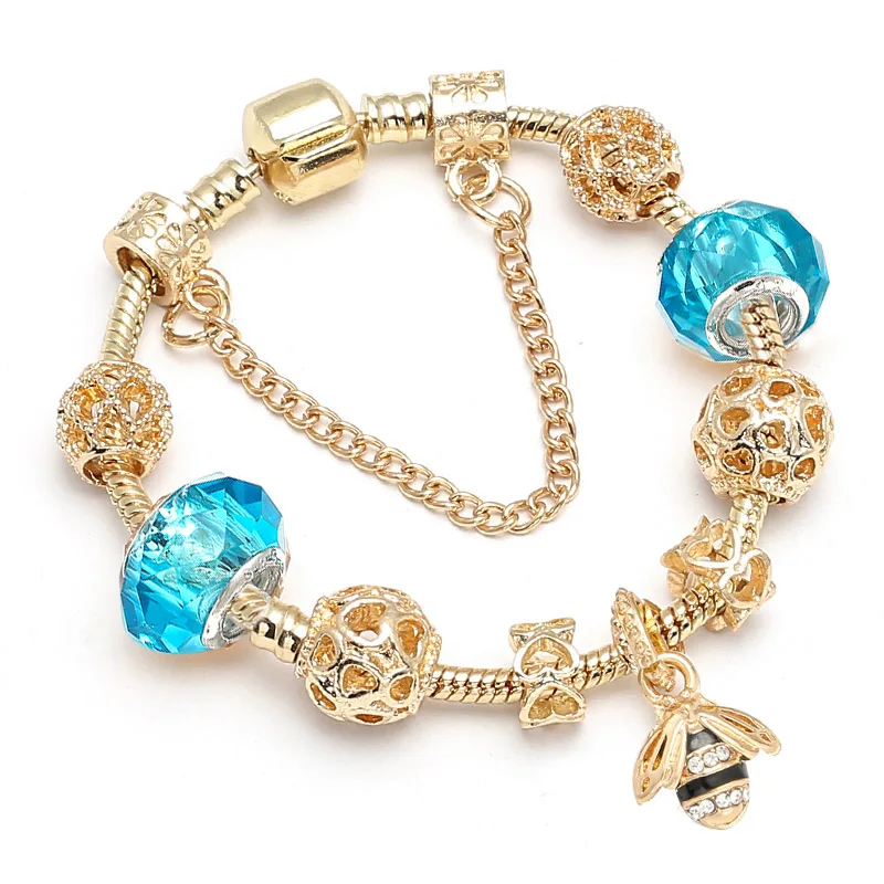 Роскошный браслет BAOPON с кристаллами пчелы золотого цвета для девочек, бусины из муранского стекла, прекрасный браслет для женщин, ювелирное изделие DIY, подарок