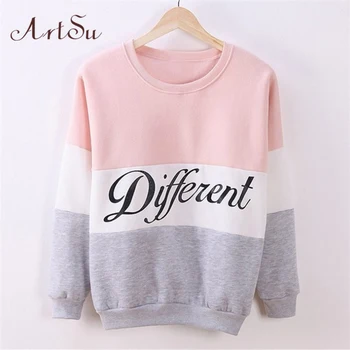 ArtSu 2017 Autumn and winter women fleeve hoodies printed letters Different women's casual sweatshirt hoody sudaderas EPHO80027