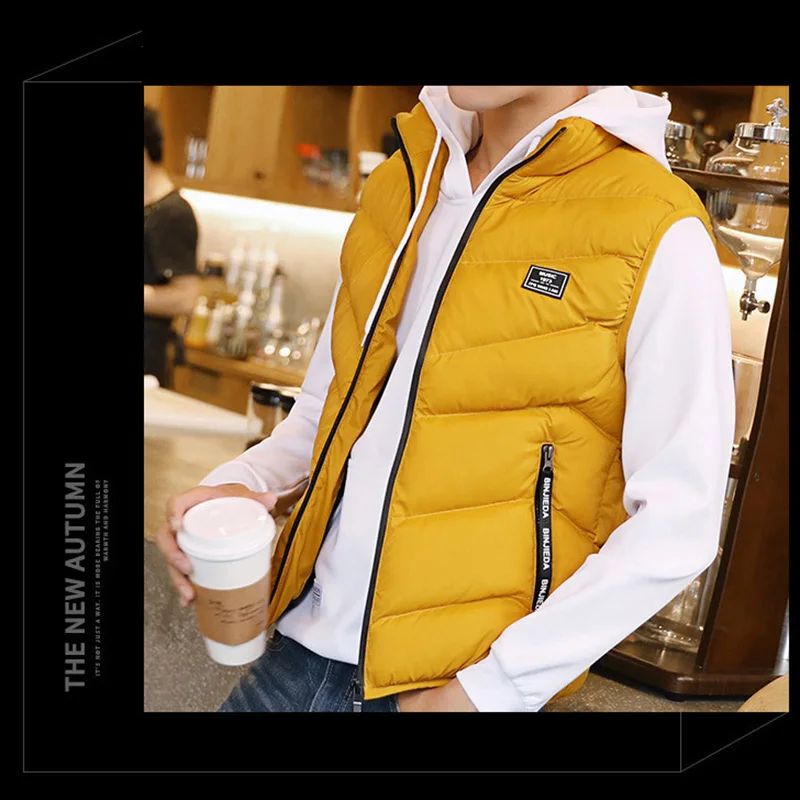 2019 Men's Spring/Winter Vest Men Sleeveless Jackets Male Waistcoat Man Padded/Down Vests Outerwear Mens Warm Vest Coat BM257