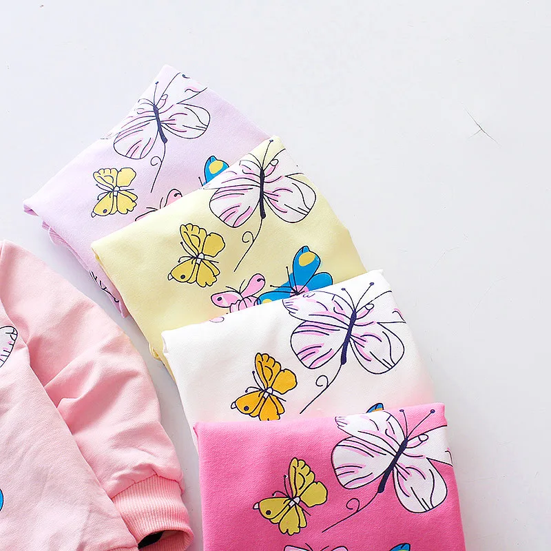 Baby T Shirts Kids T Shirts Fanfiluca Cute Butterfly Girls Cotton Long Sleeve Spring Style