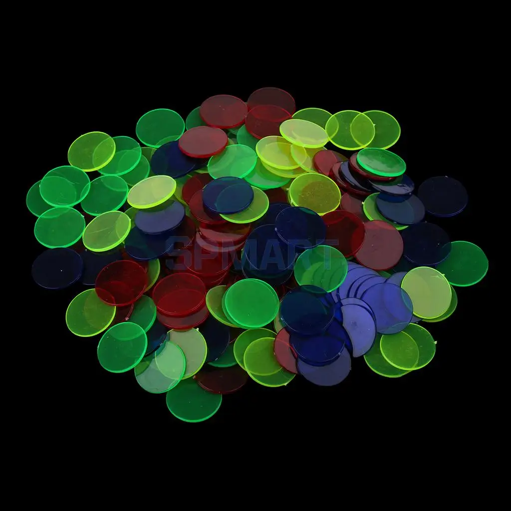 200Pcs Plastic 19mm Bingo Chips Markers for Bingo Game Poker Cards Kids Children Counters Math Toys School Supplies
