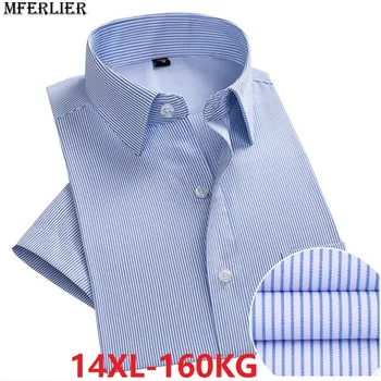 

Summer men large shirt 8XL wedding short sleeve plus size big 7XL 9XL formal dress shirts 10XL 11XL 12XL 13XL 14XL blue cotton