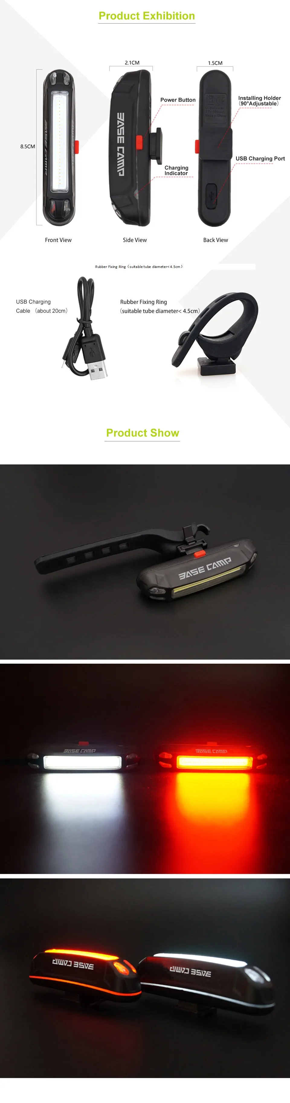 Top Basecamp Portable Rechargeable LED USB Mountain Bike Tail Light Taillight MTB Safety Warning Bicycle Rear Lamp Bycicle Light 2