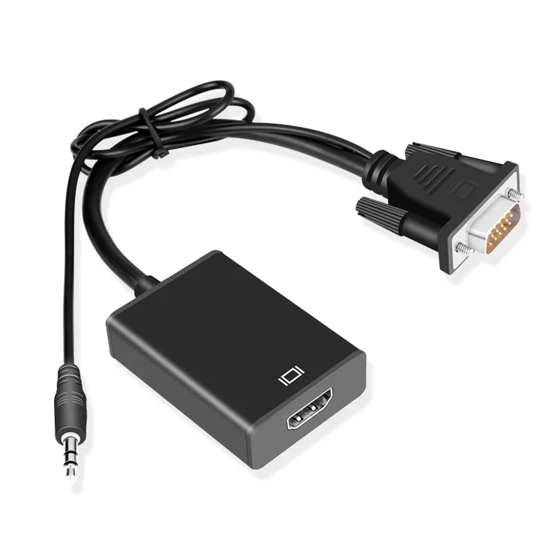 

VGA to HDMI Converter Adapter Cable 1080P Analog to Digital Audio Video Converter USB Aux Cable for PC Laptop to HDTV Projector