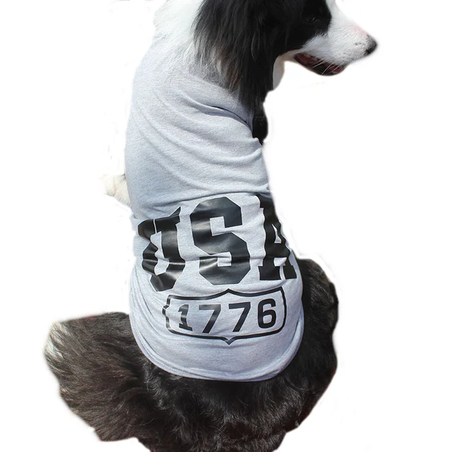 Plus Size 100 Cotton Spring Summer USA Letters Big Dog Clothes Pet Dog Vest Tops Costume Pets