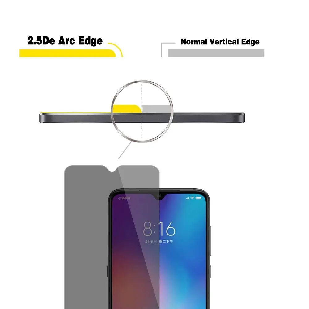 Фильтр конфиденциальности закаленное стекло полное покрытие пленка Антишпион защитный экран для Xiaomi Mi 9/Mi 9 SE/Mi 8/Mi 8 SE/Mi 8 LITE