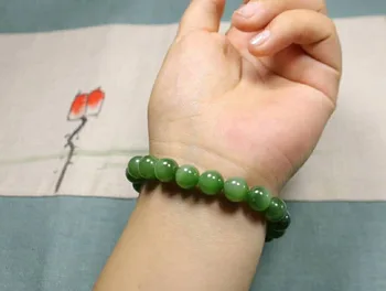 

H65#Hetian Biyu exquisite bracelet, pure cat eye material, beads full and round
