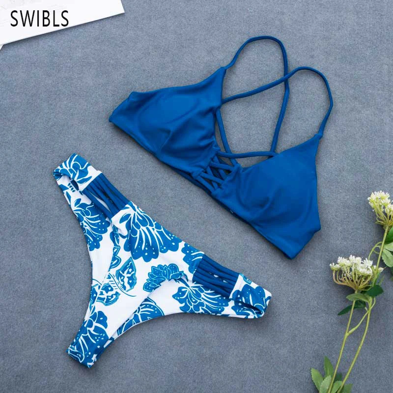 

Female Bather Swimsuit Bikini set 2019 Swimming Wear Brazilian Beach Bathing Suit Halter push-up sexy Biquinis Women Swimwear