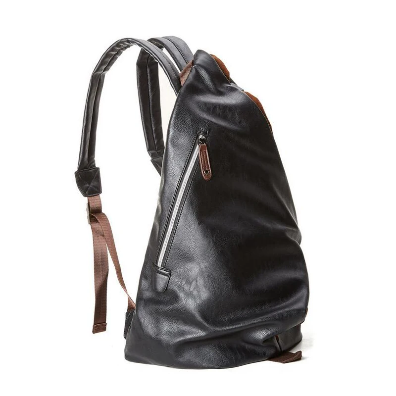 2017 Mochilas de cuero de la mochila de los hombres de la manera Mochilas masculinas de la escuela de la universidad para la mochila del negro del morral del ordenador portátil de la calidad del adolescente