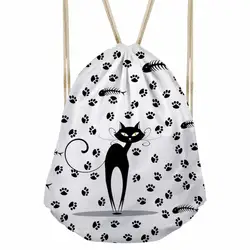 ThiKin черные сумки на шнурке для кошек, Женский Повседневный Рюкзак, милый рюкзак для девочек, для путешествий, Mochila, детские школьные сумки