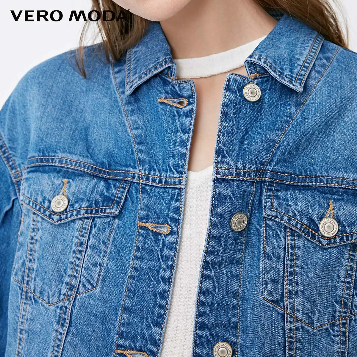 Vero Moda двухъярусная джинсовая куртка на шнуровке с рукавами | 318357515