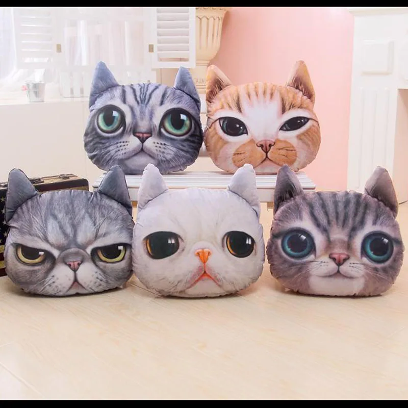 

40*38cm 3D Cat Plush Pillow Creative Washable Cartoon Cat Nap Cushion Lovely Decorative Simulation Animal Throw Pillows Cat Toy