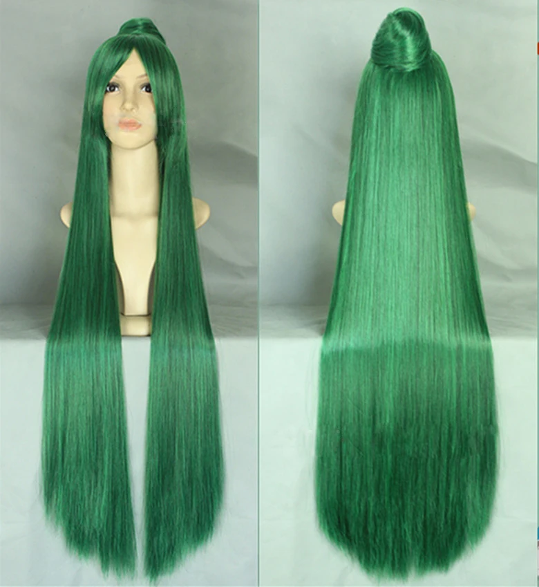 Длинный зеленый Сейлор Мун Сейлор Плутон Meiou сетсуна Косплэй парик со съемной булочка жаропрочных синтетических волос парики+ парик кепки