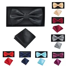 Red Bow Ties Self Tie Men's Fashion Solid Color Checked Bowtie Adjustable Hankerchief Business Wedding Papillon Men Accessories Red Bow Ties Self Tie Men's Fashion Solid Color Checked Bowtie Adjustable Hankerchief Business Wedding Papillon Men Accessories